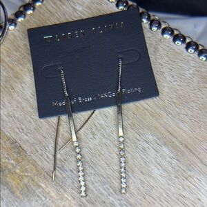 Nordstrom’s 14 K gold, plated, rhinestone and gold thread earrings
